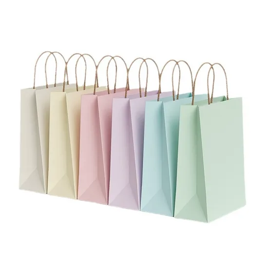 Custom Recycled Printed Promotional Art Shopping Gift Brown / White Kraft Paper Bags with Twisted Handle