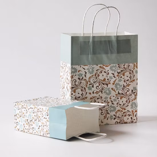 Custom Recycled Printed Promotional Art Shopping Gift Brown / White Kraft Paper Bags with Twisted Handle