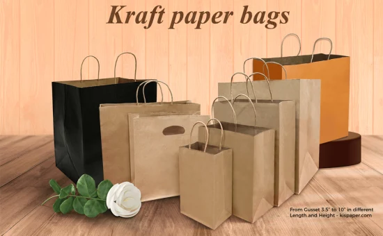 Petits sacs-cadeaux en papier naturel uni avec poignées en vrac, sacs Kraft pour cadeaux de fête d'anniversaire, sacs de cadeaux d'épicerie au détail